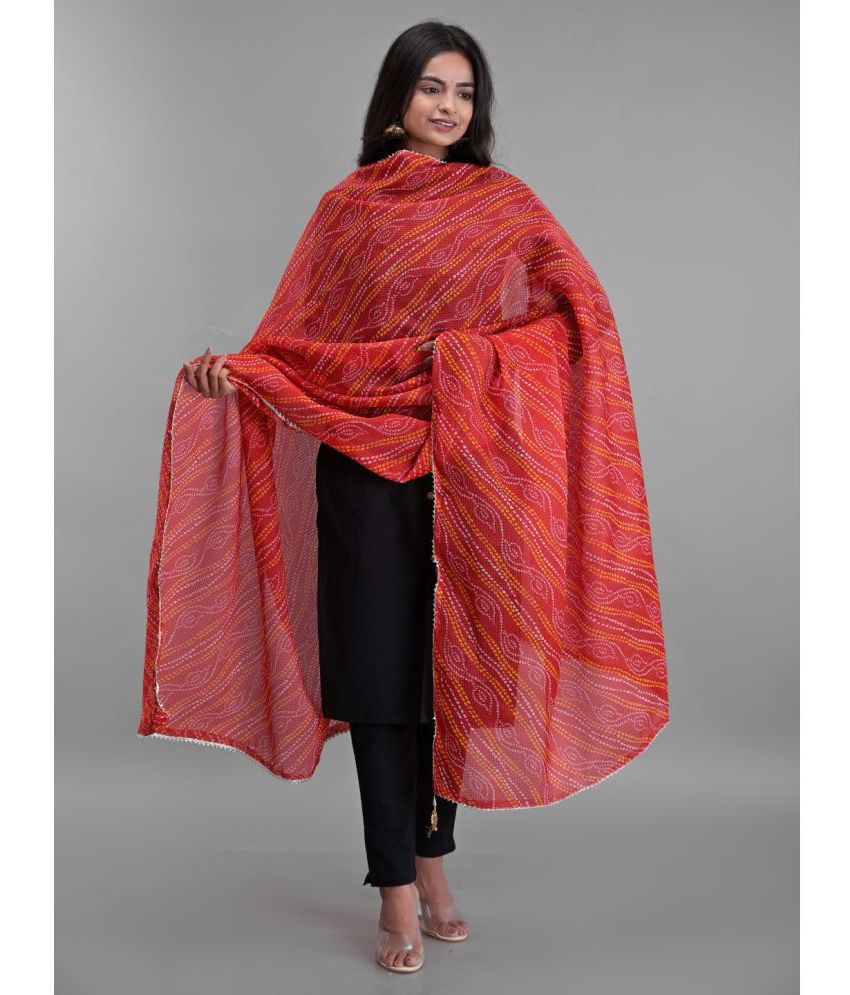     			Anjaneya Creations - Red Cotton Women's Dupatta - ( Pack of 1 )
