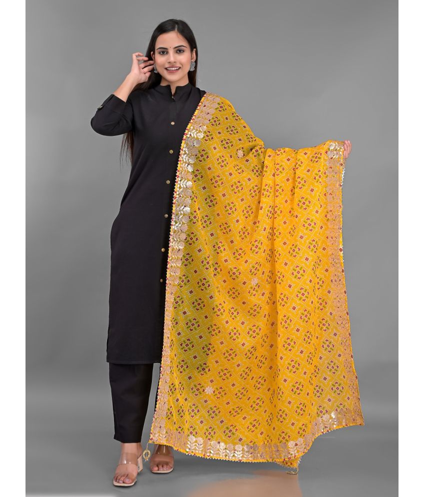     			Anjaneya Creations - Yellow Cotton Women's Dupatta - ( Pack of 1 )