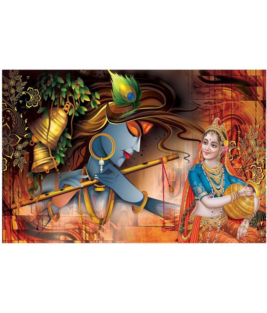     			Asmi Collection Krishna Playing Flute with Radha Self Adhesive Wall Sticker ( 60 x 90 cms )