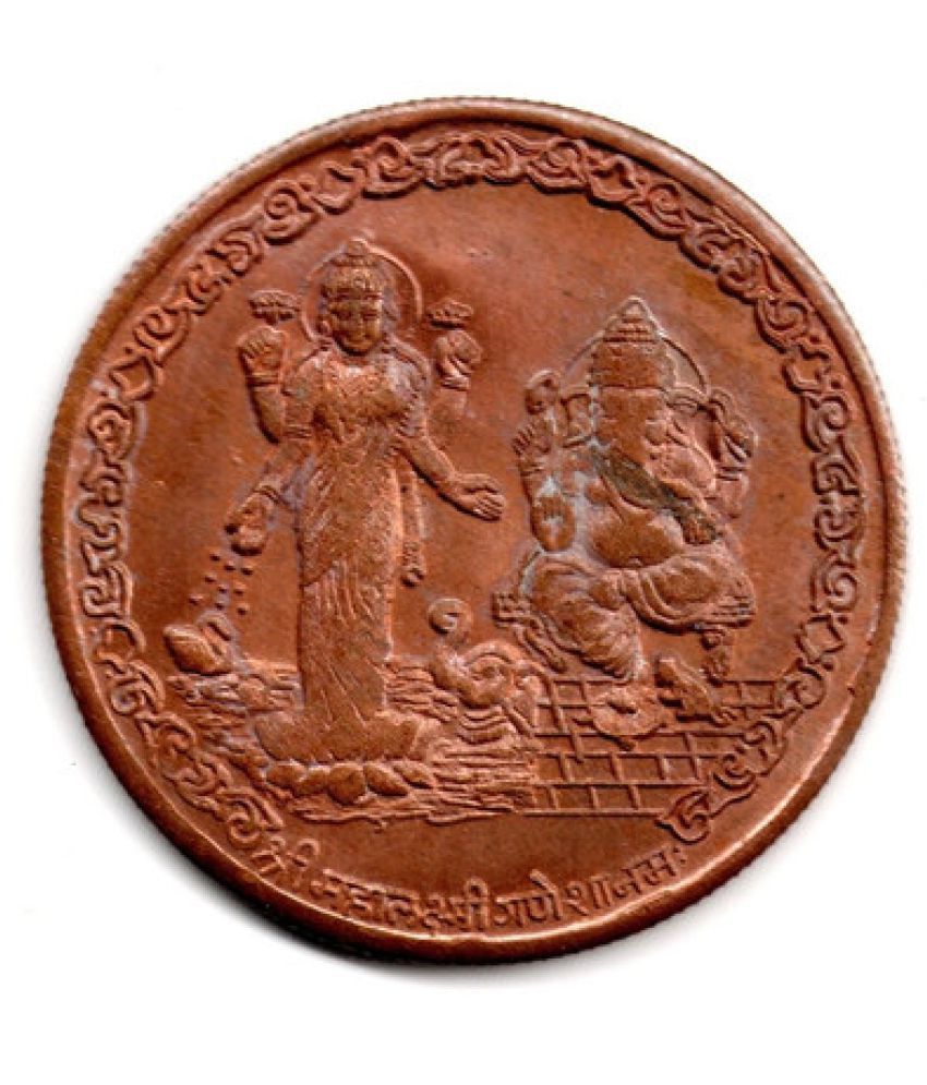     			Nisara Collectibles - UKL One Anna Copper India coin rare. Laxmi Ganesh 1818 East India Company  Numismatic Coins