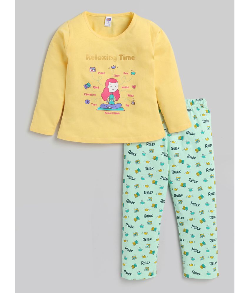     			Nottie planet - Yellow Cotton Girls Top With Pajama ( Pack of 1 )