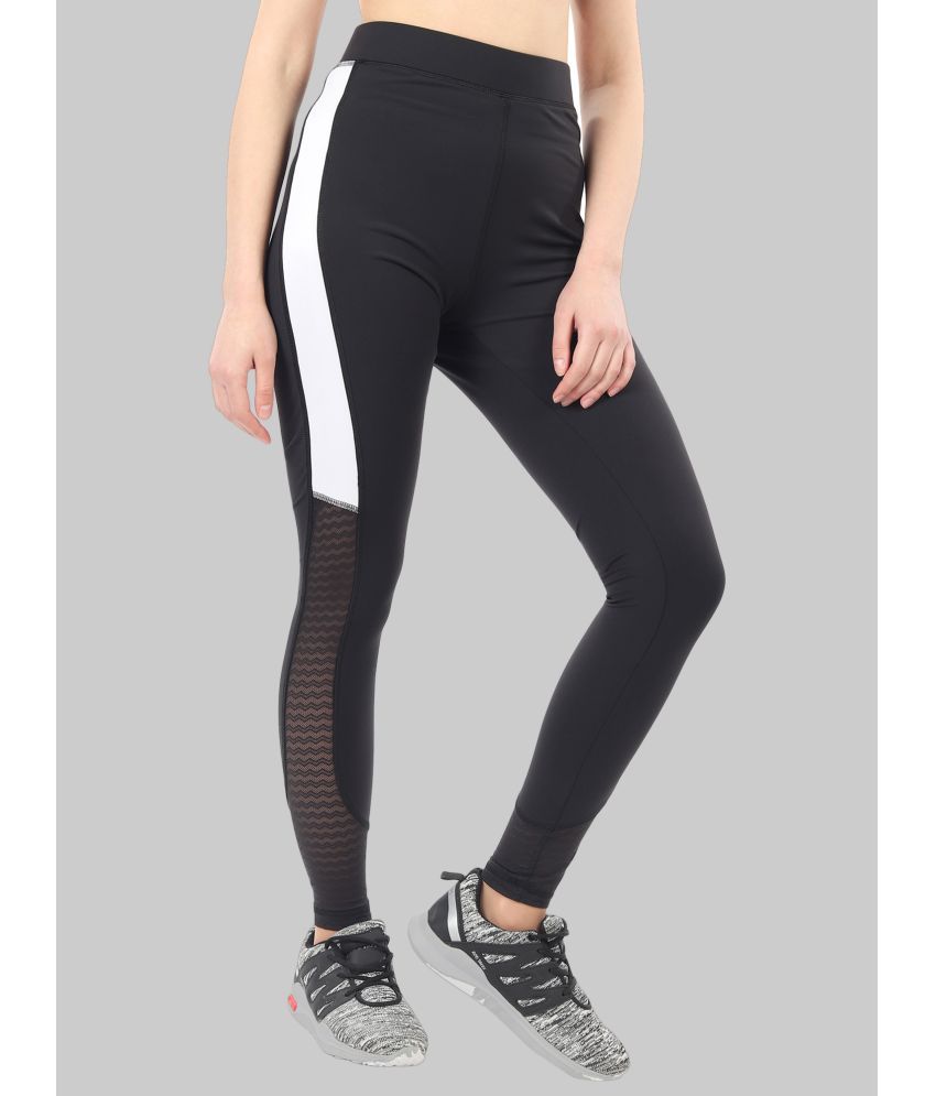 PureKnots - Black Polyester Regular Fit Women's Sports Tights ( Pack of 1 )