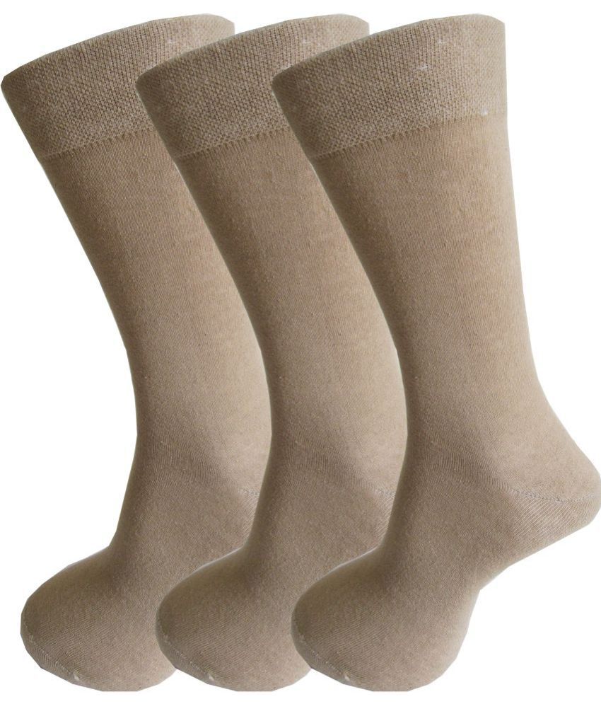     			RC. ROYAL CLASS - Cotton Men's Self Design Beige Mid Length Socks ( Pack of 3 )