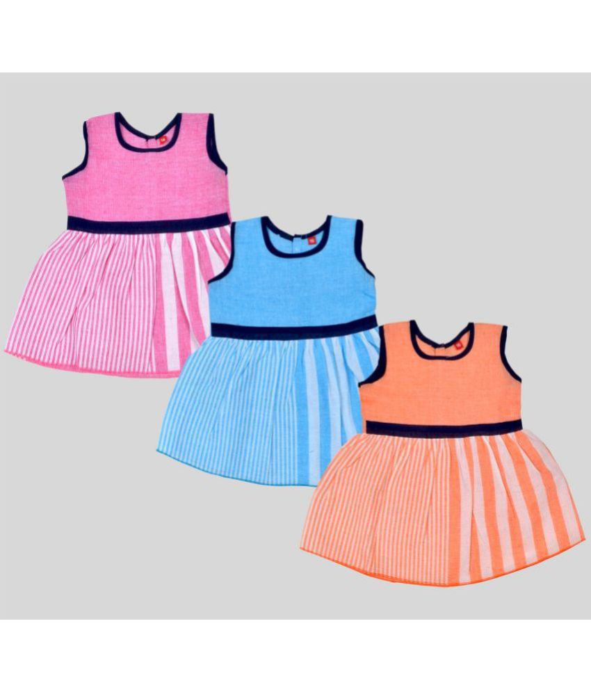     			Sathiyas - Multicolor Cotton Baby Girl Frock ( Pack of 3 )