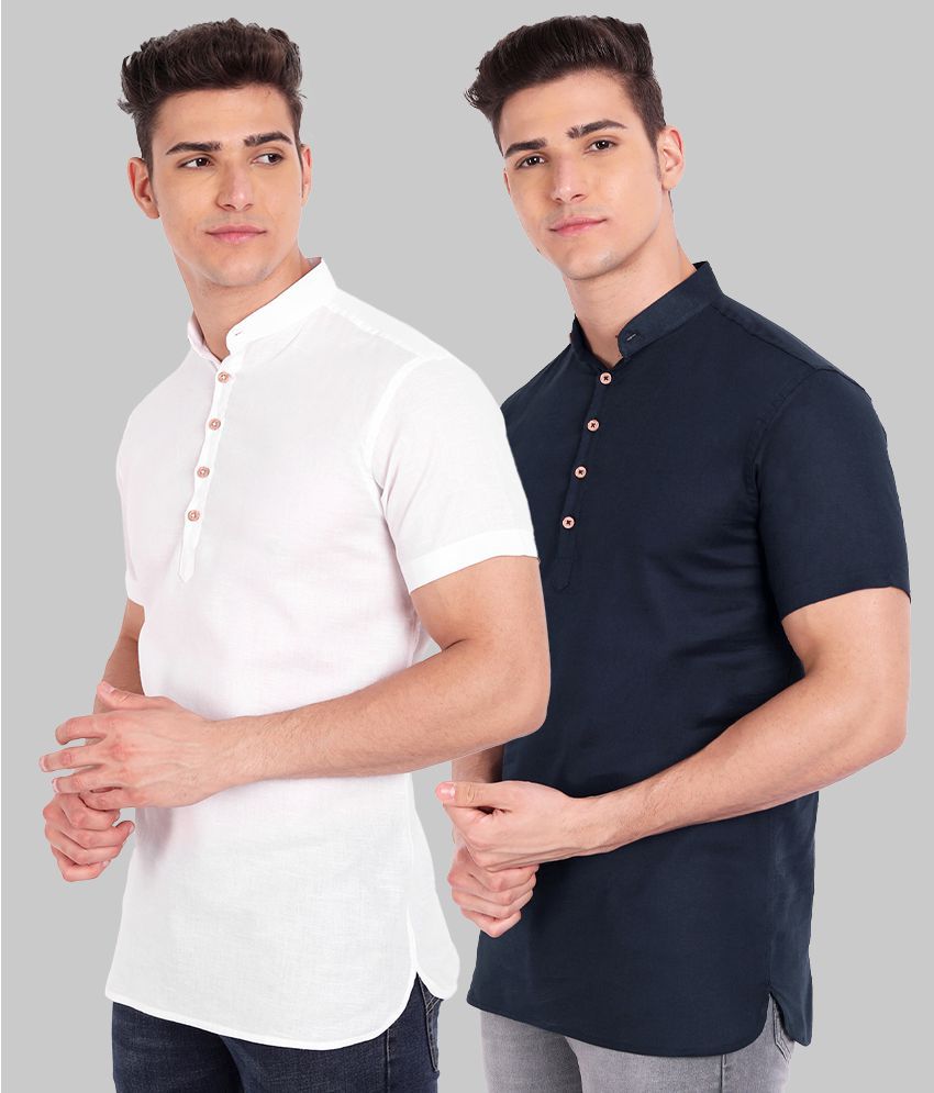    			Vida Loca - Navy 100% Cotton Slim Fit Men's Casual Shirt ( Pack of 2 )