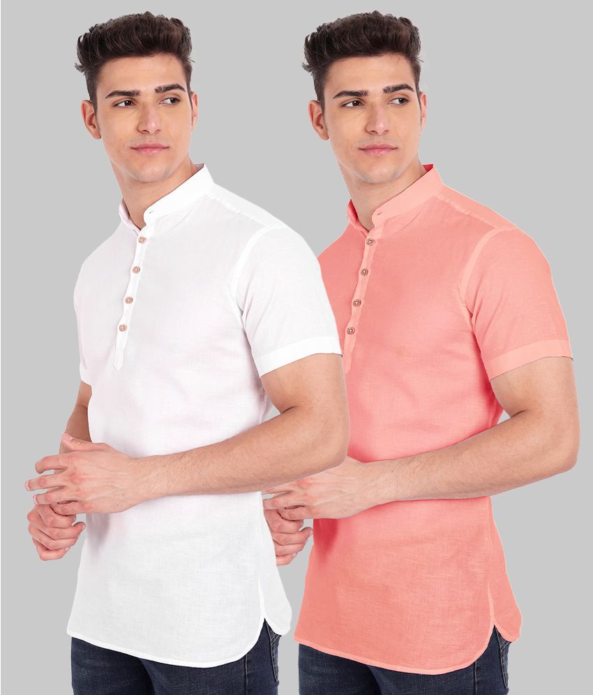     			Vida Loca - Peach 100% Cotton Slim Fit Men's Casual Shirt ( Pack of 2 )