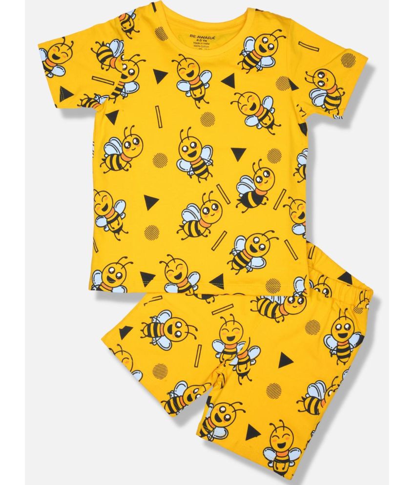     			Be Awara - Yellow Cotton Boys T-Shirt & Shorts ( Pack of 1 )