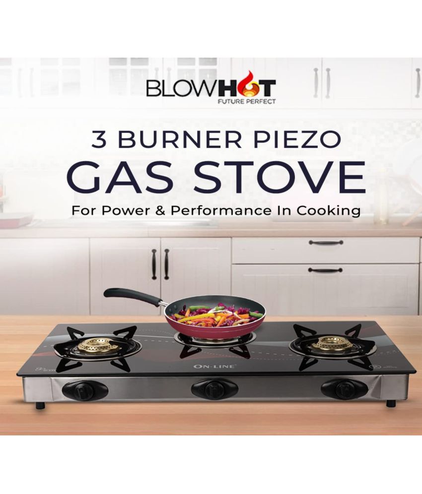 BlowHot Online 3 Burner Piezo Auto Gas Stove Price in India Buy BlowHot Online 3 Burner Piezo