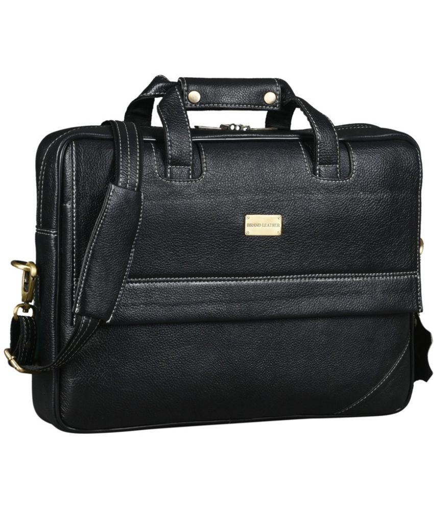 Brand Leather Black Leather Office Bag Buy Brand Leather Black Leather Office Bag Online