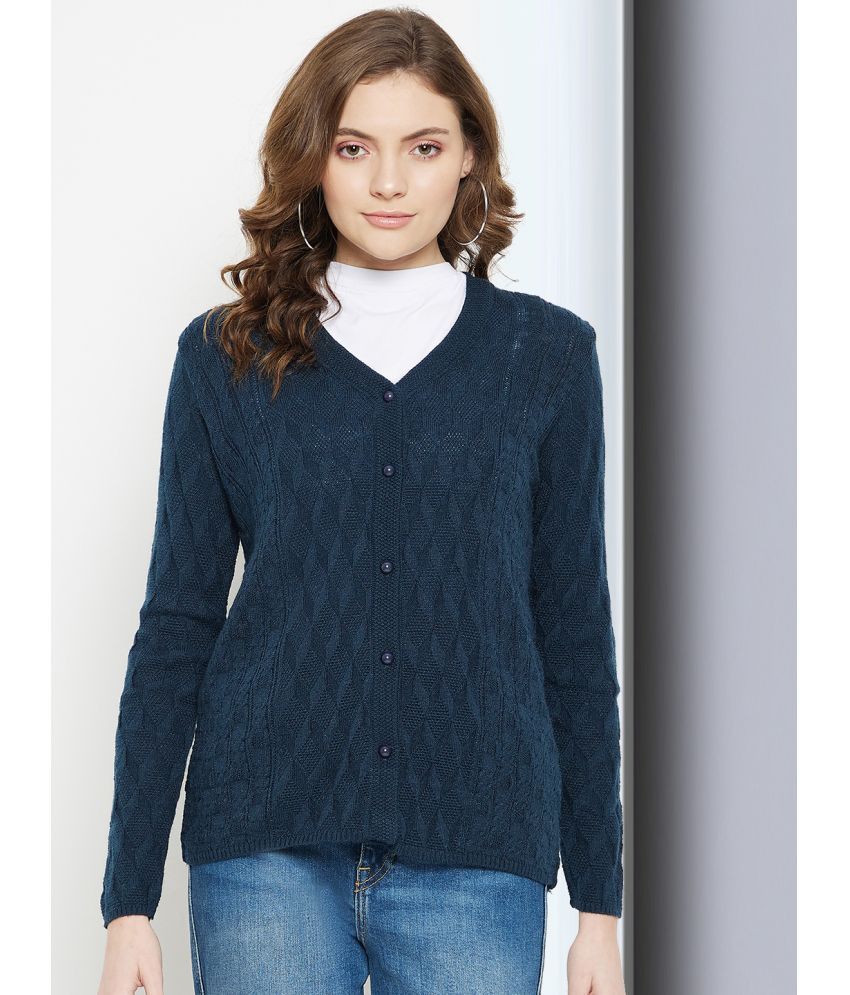     			Clapton Acro Wool Blue Buttoned Cardigans -