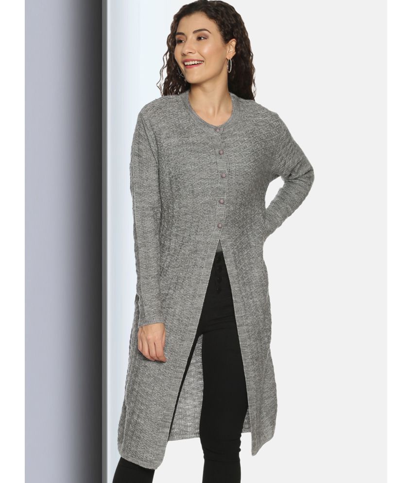     			Clapton Acro Wool Grey Buttoned Cardigans -