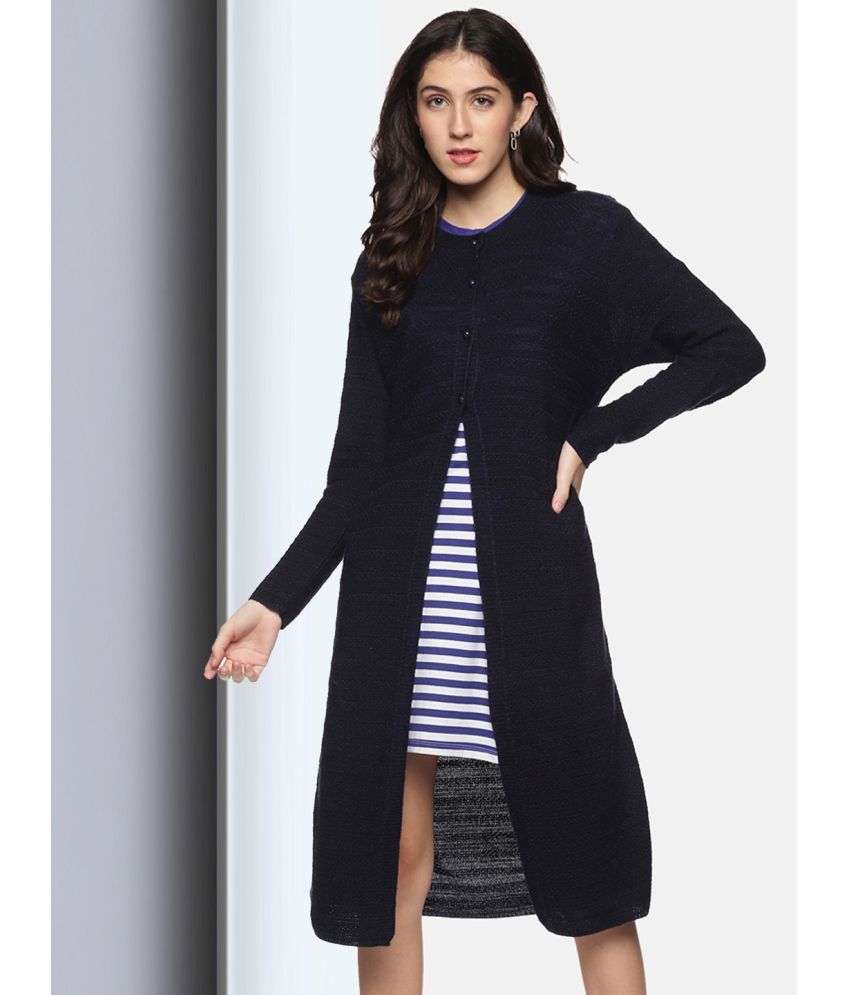     			Clapton Acro Wool Navy Buttoned Cardigans -