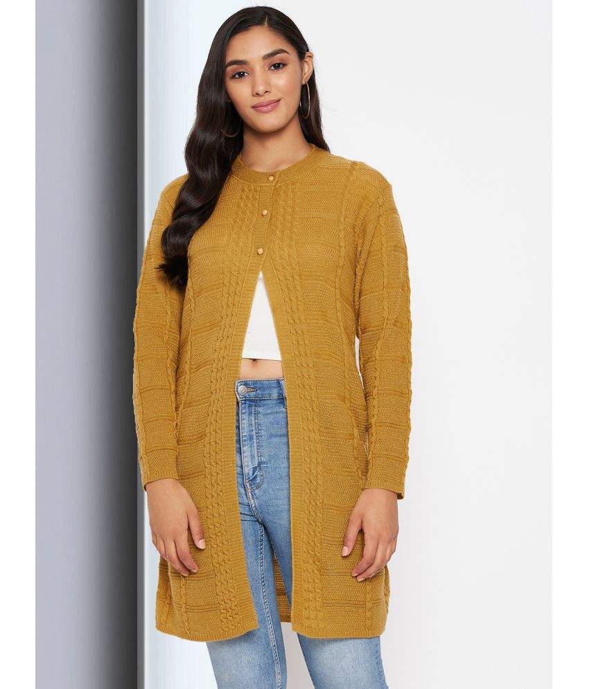     			Clapton Acro Wool Yellow Buttoned Cardigans -