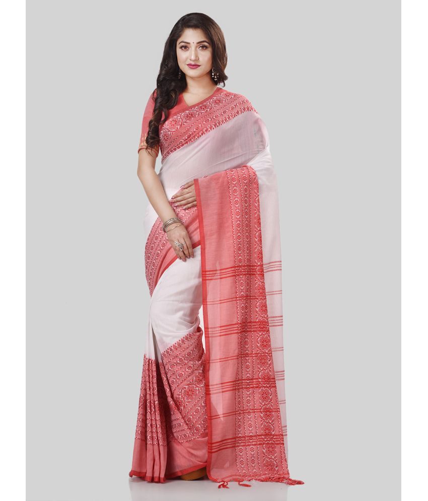     			Desh Bidesh - Red Cotton Saree Without Blouse Piece ( Pack of 1 )