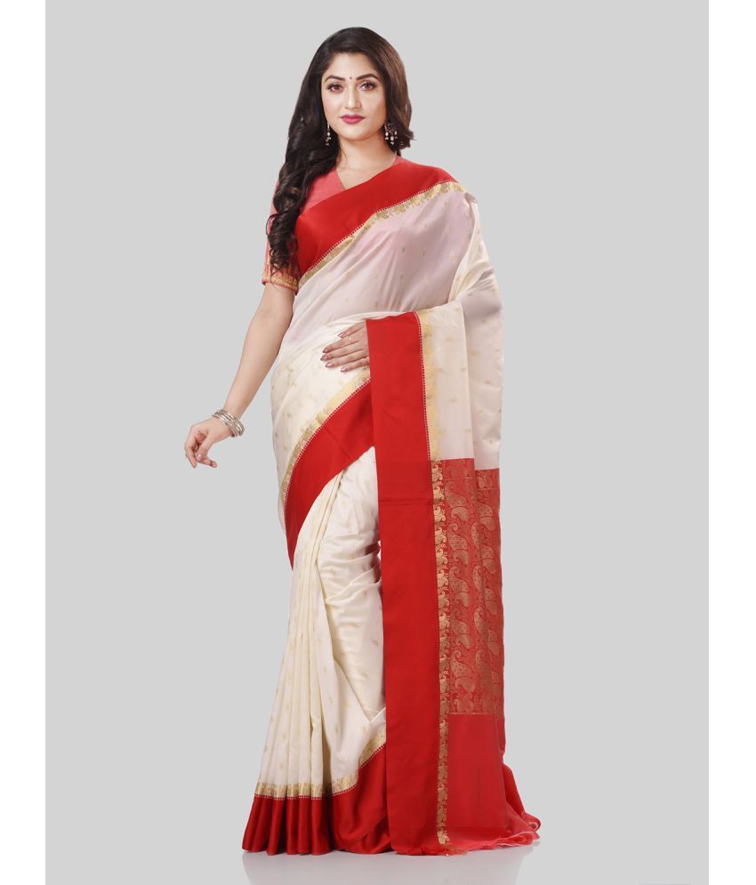     			Desh Bidesh - Red Silk Saree Without Blouse Piece ( Pack of 1 )