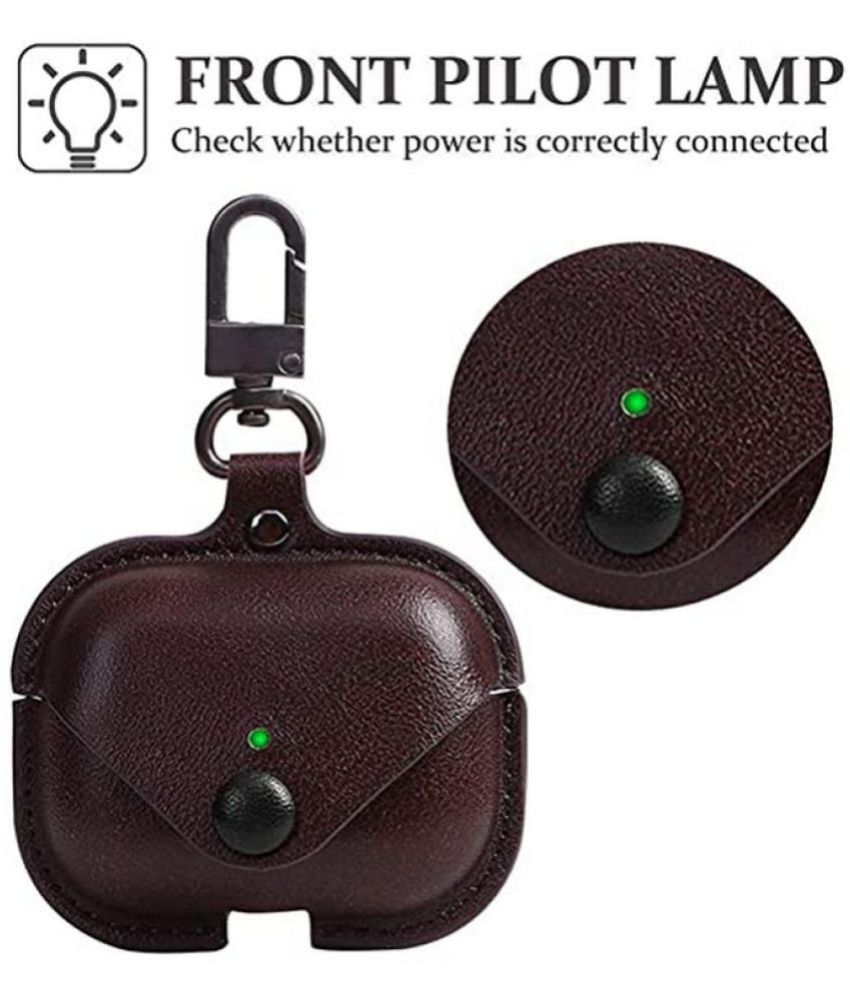 EZVISION Brown Leather Headphone Case Compatible For Airpods Pro ( Pack of 1 ) Buy EZVISION