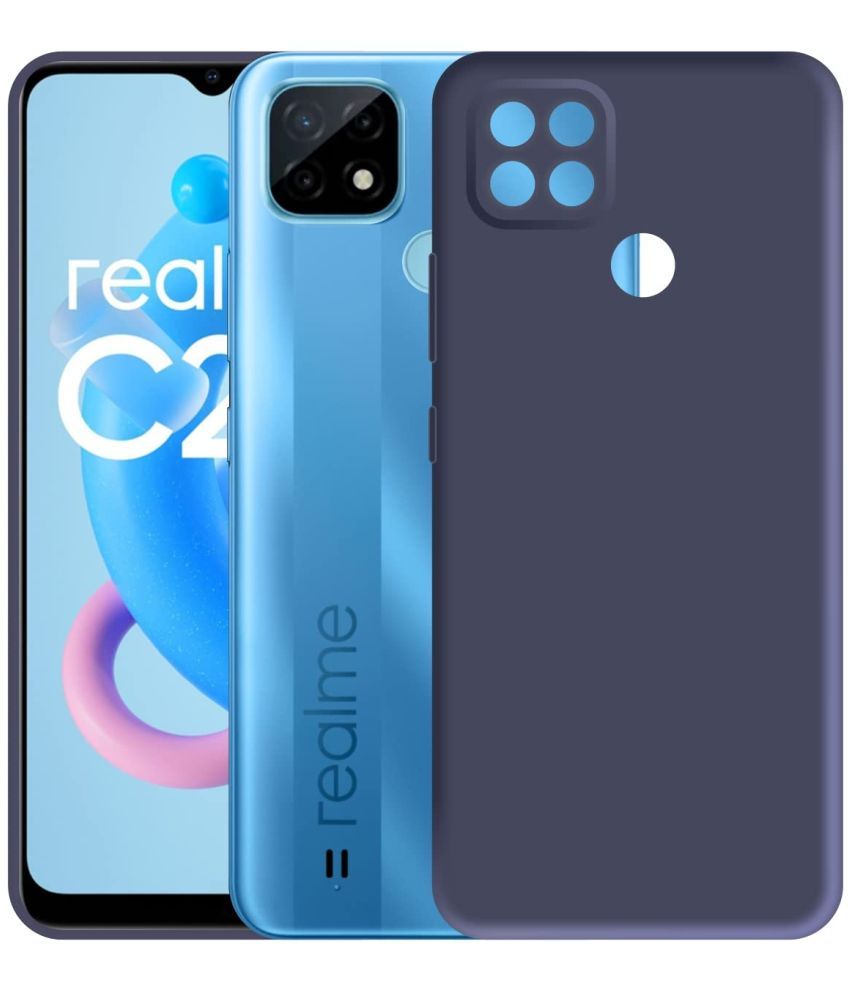     			Megha Star - Blue Silicon Plain Cases Compatible For Realme C25 ( Pack of 1 )