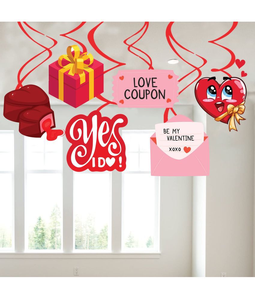     			Zyozi   Happy Valentines Day Hanging Swirl Decor, Red Heart Spiral Card Hanging Swirl Decor, Party Photo Prop-Valentines Day Wedding Birthday Ceiling Swirl Decor Supplies (6PCS）
