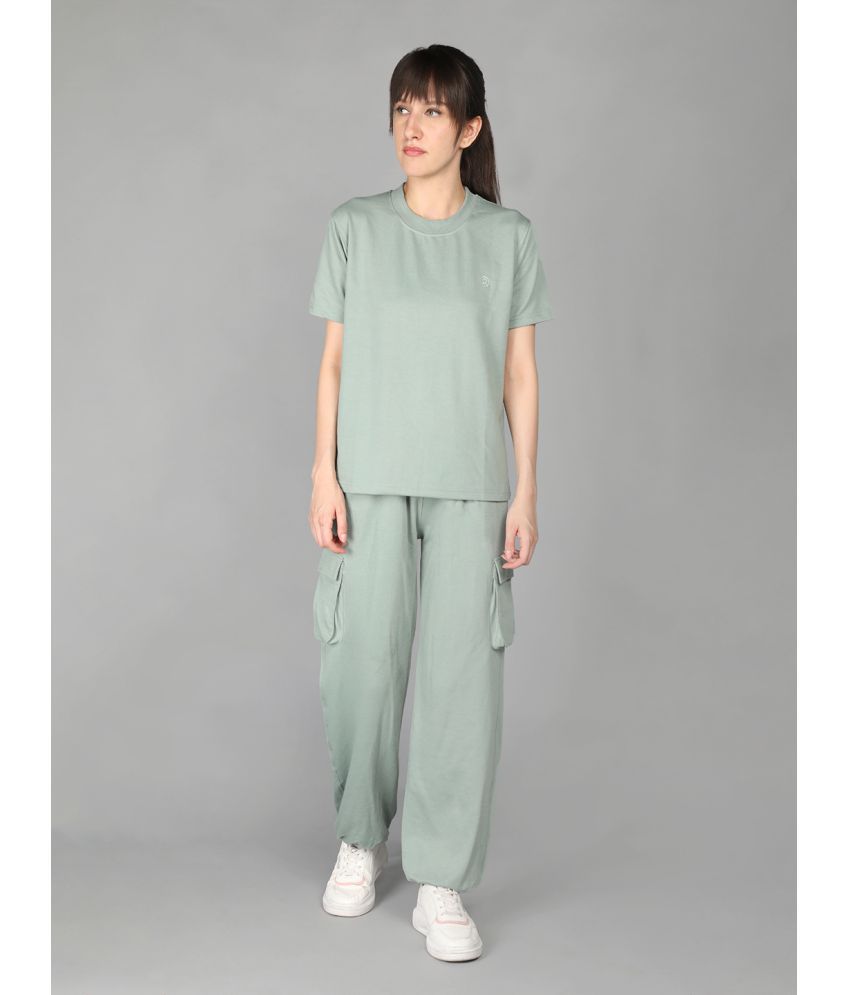     			Chkokko Green Poly Cotton Solid Tracksuit - Single