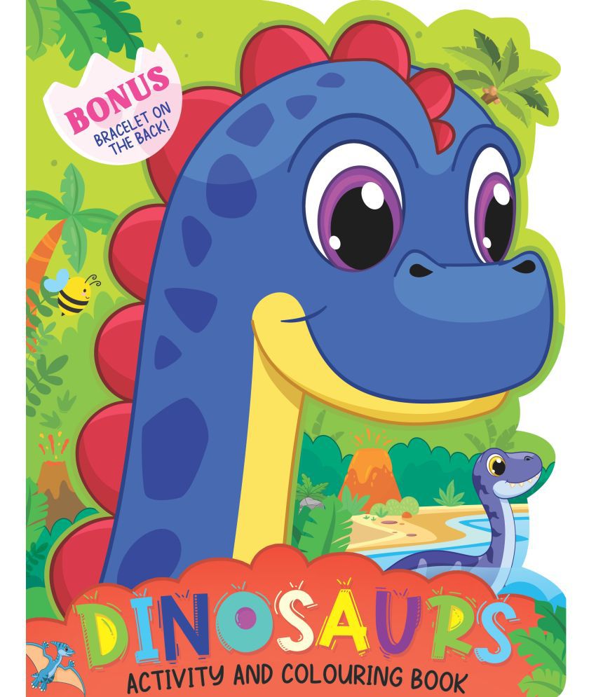     			Dinosaur Activity and Colouring Book - Die Cut Animal Shaped Book : Interactive & Activity  Children Book by Dreamland Publications 9789394767454