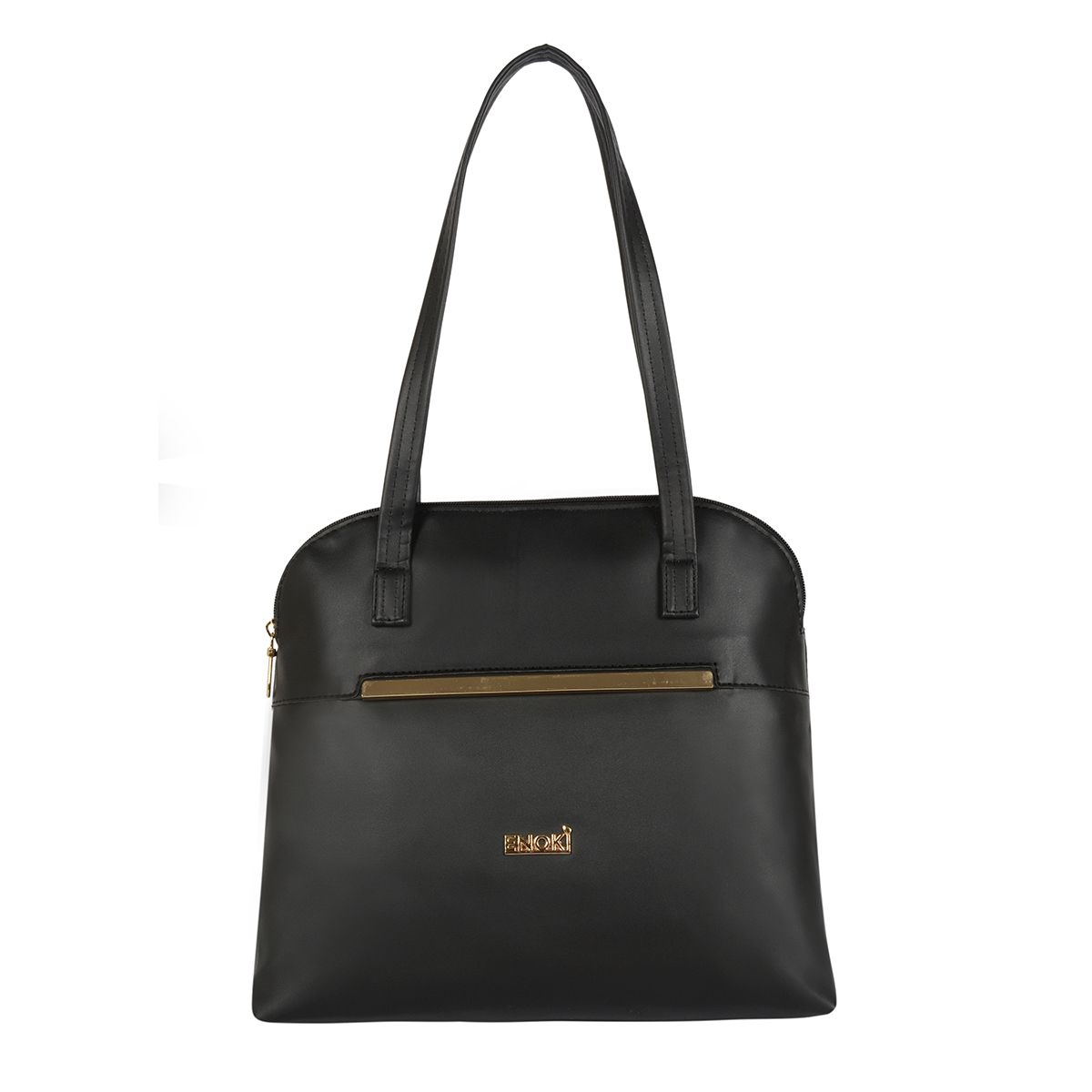     			Enoki - Black Faux Leather Shoulder Bag