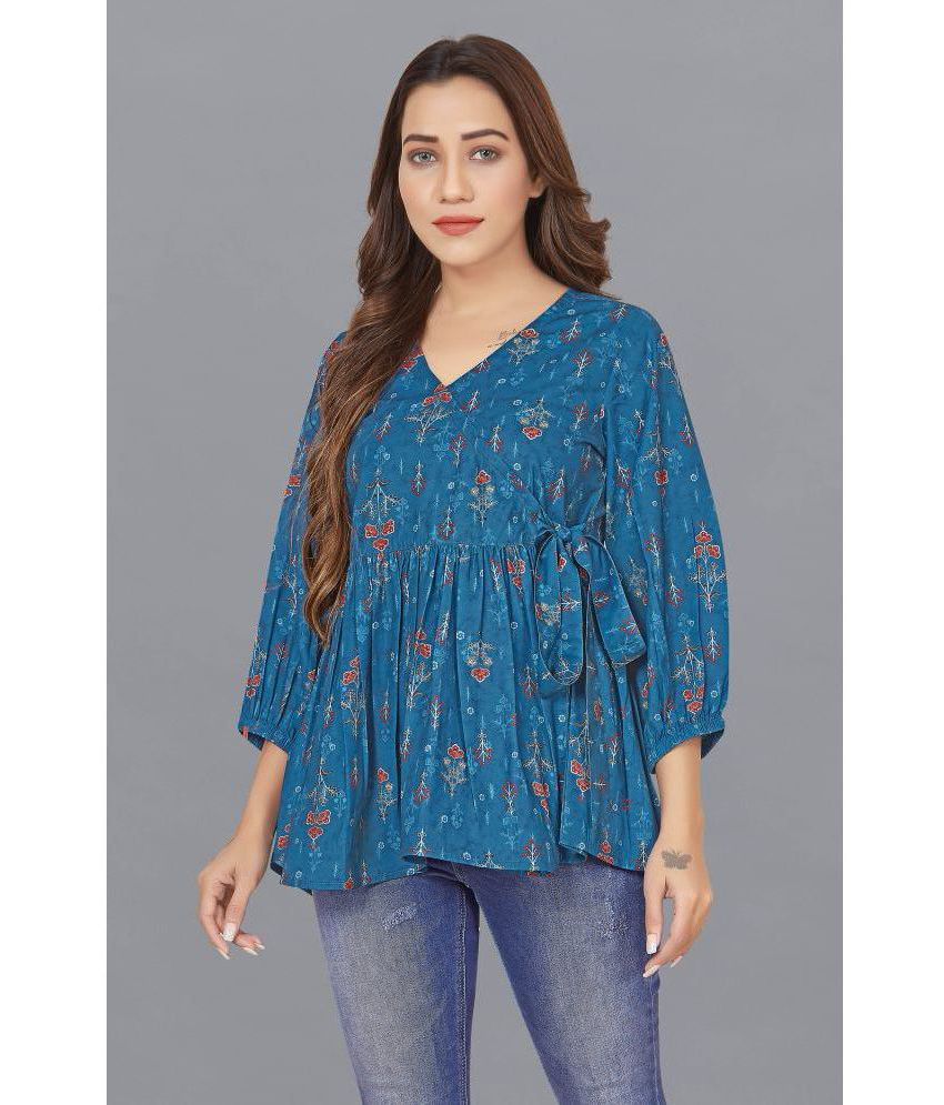     			Fashion Dream - Blue Polyester Women's Knot Front Top ( Pack of 1 )