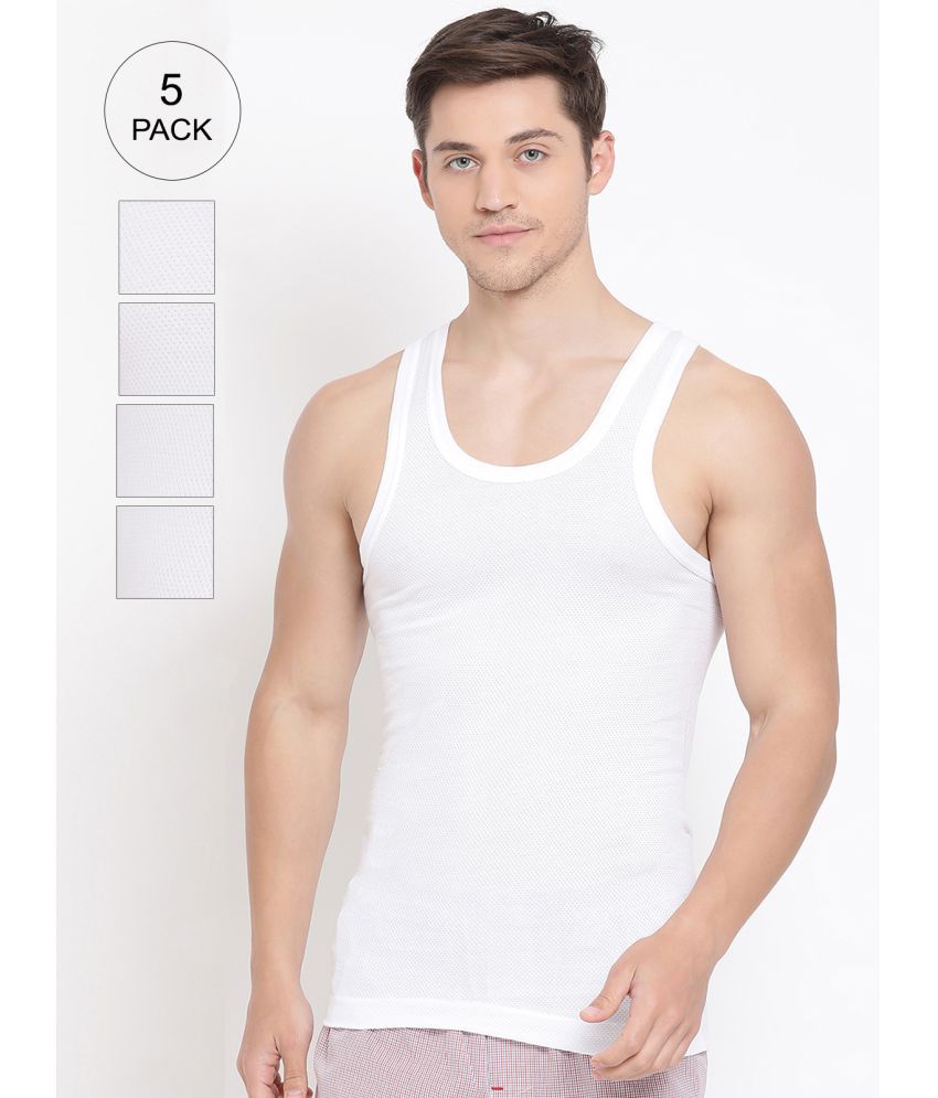     			Lux Cozi - White Cotton Blend Men's Vest ( Pack of 5 )
