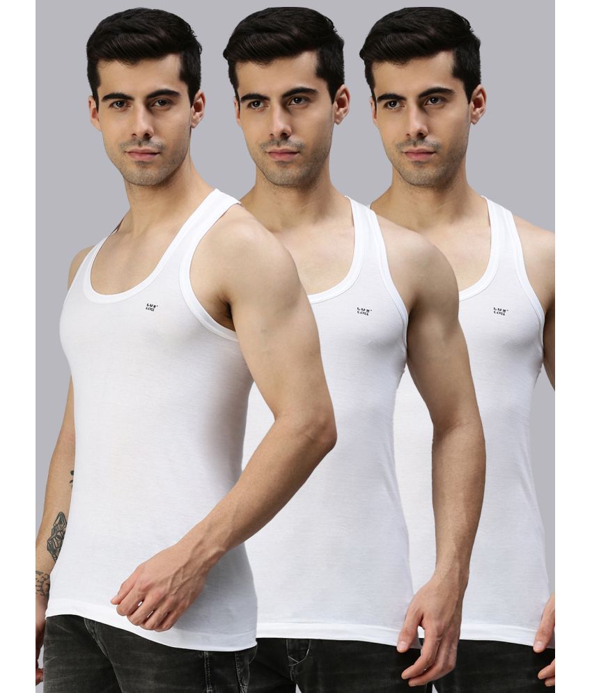     			Pack of 3 Lux Cozi - White Cotton Blend Men's Vest