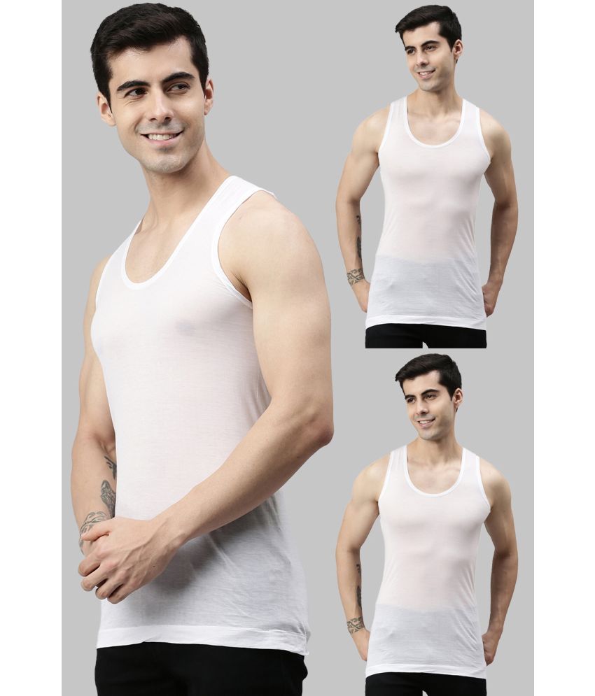     			Pack of 3 Lux Cozi - White Cotton Blend Men's Vest