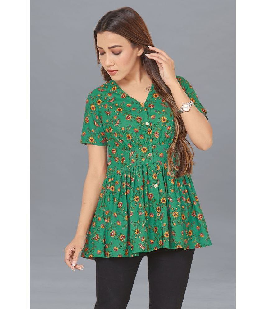     			MIRROW TRADE - Green Polyester Women's Empire Top ( Pack of 1 )