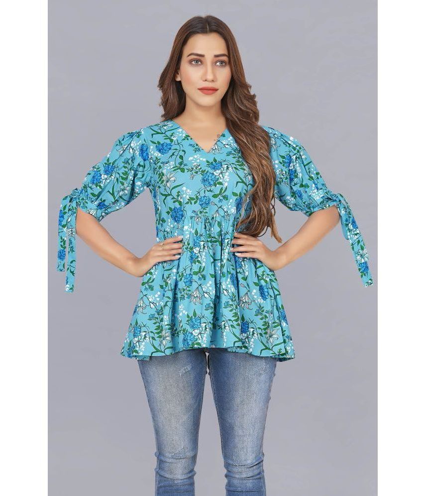     			MIRROW TRADE - Light Blue Polyester Women's Empire Top ( Pack of 1 )