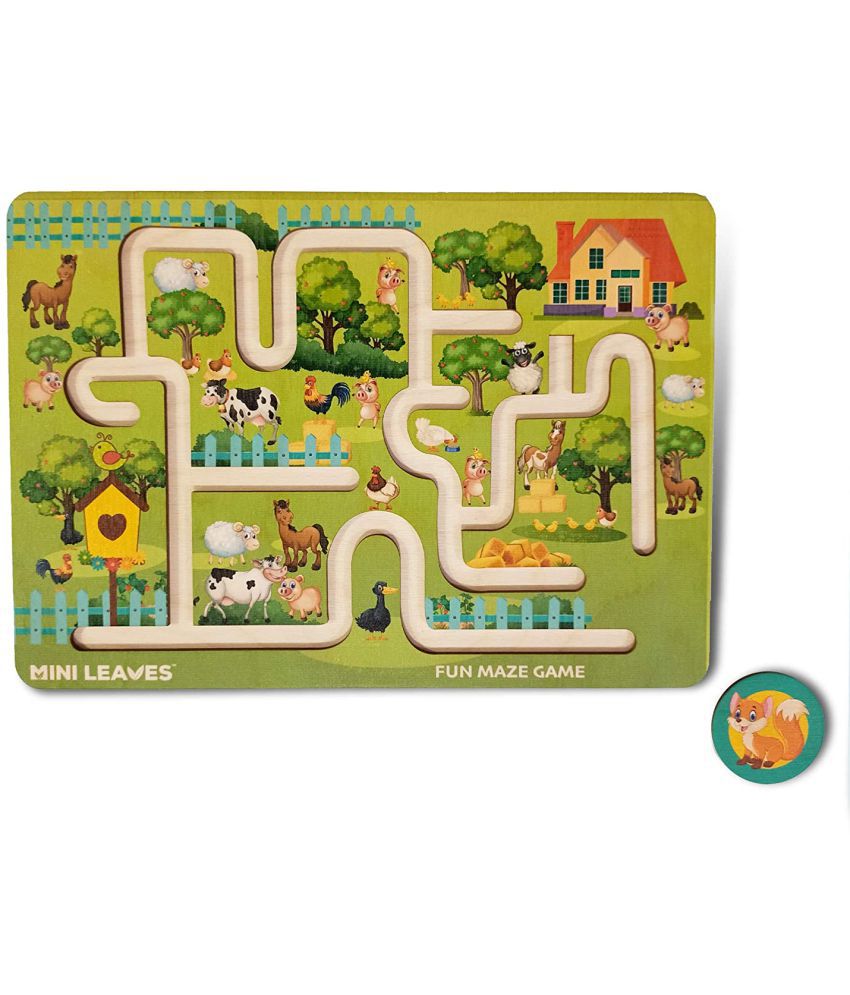     			Minileaves Farm Wooden Maze Game for Kids | 3+ Age
