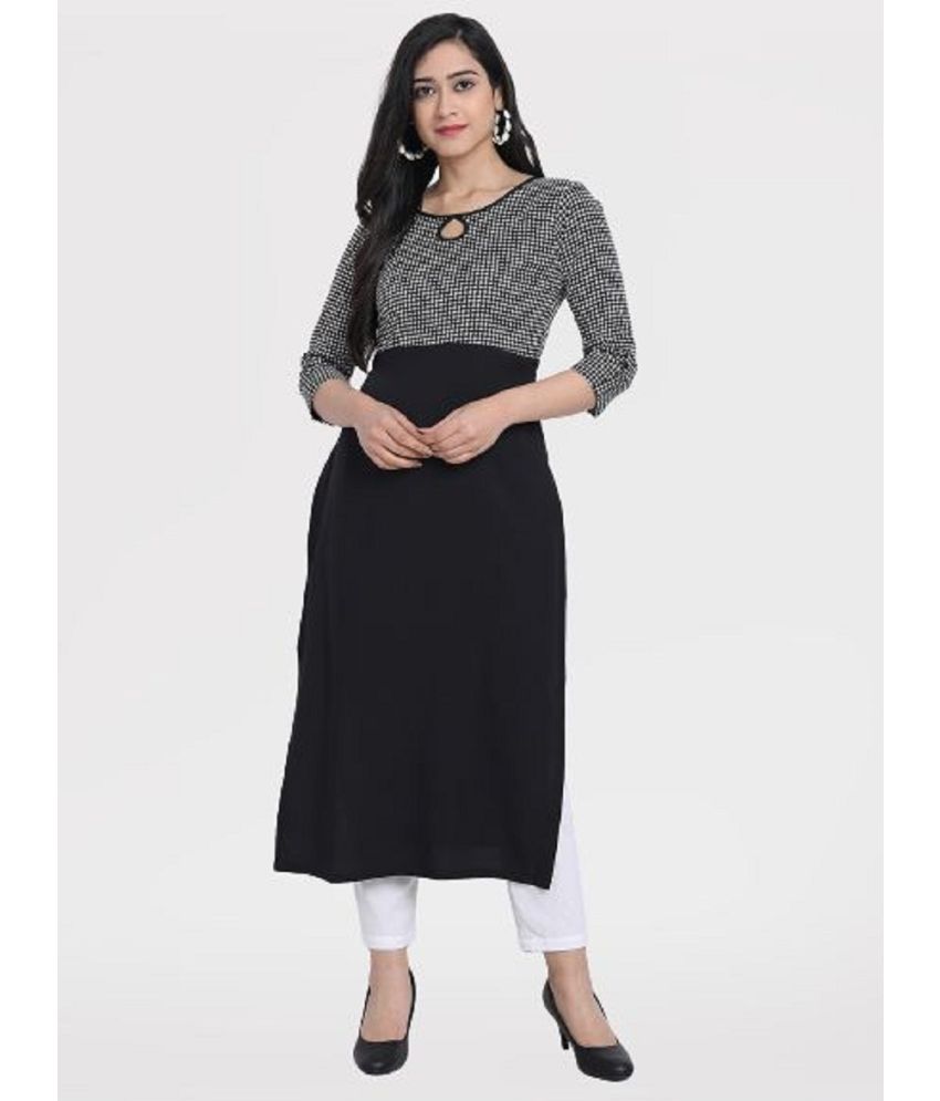     			NOWT - Black Crepe Women's Straight Kurti ( Pack of 1 )