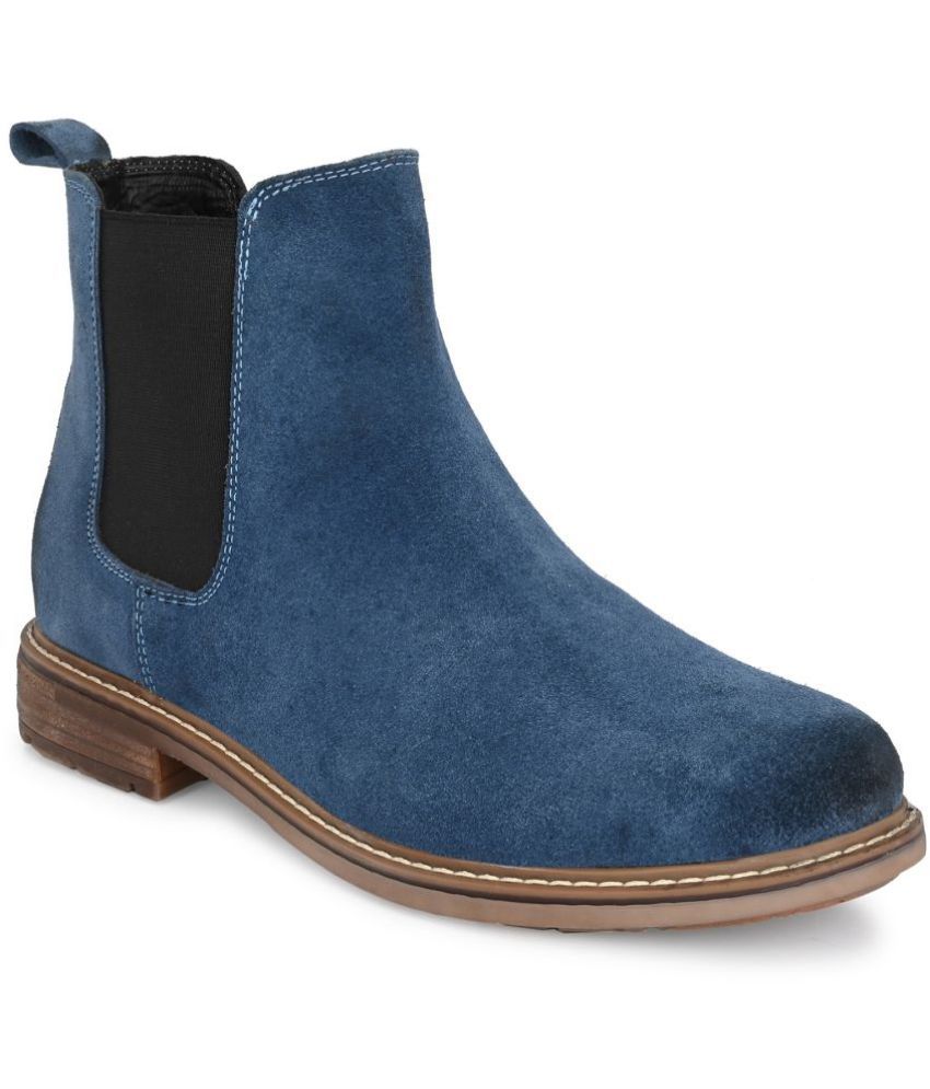     			SHENCES - Blue Men's Chelsea Boots