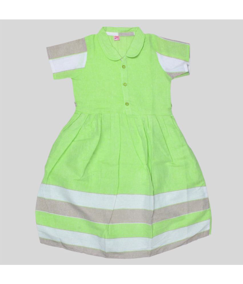     			Sathiyas - Light Green Cotton Girls Frock ( Pack of 1 )