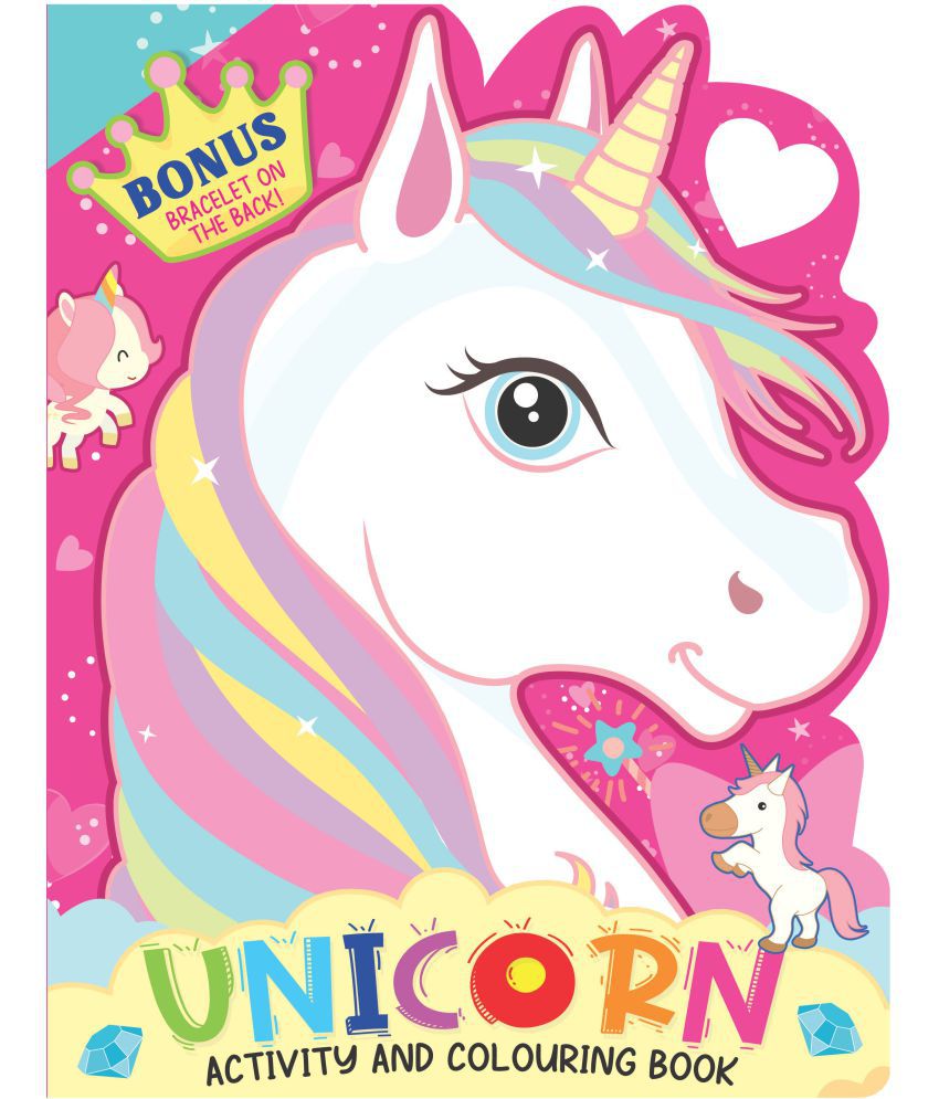     			Unicorn Activity and Colouring Book- Die Cut Animal Shaped Book : Interactive & Activity  Children Book by Dreamland Publications 9789394767577