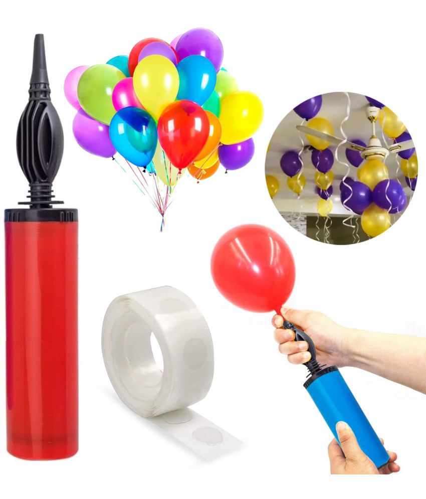     			Zyozi   Balloon Pump Hand Held, 12" Portable Air Pump,Inflator Air Pump with 1 pcs(100 dot) Glue dot for Balloons,Mini Hand Pump for Inflatables(Random Color)