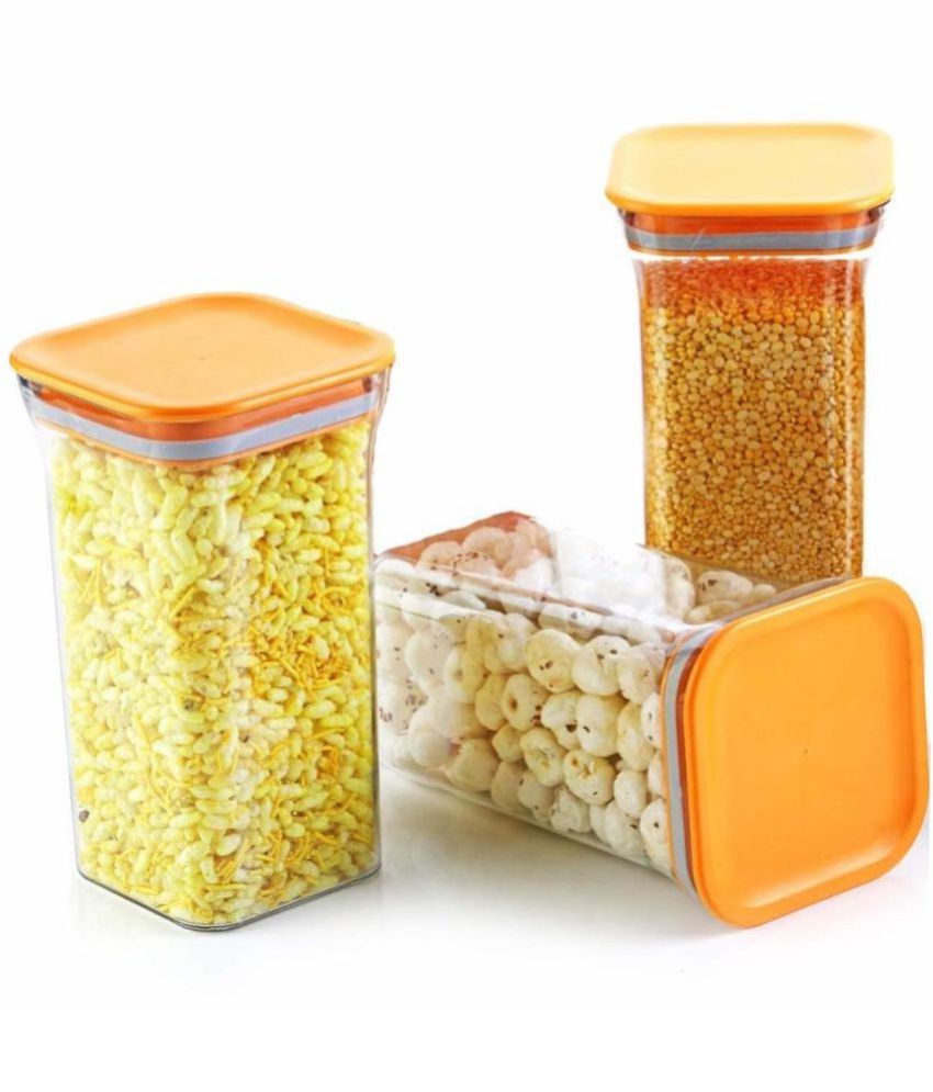     			Analog Kitchenware - Polyproplene Orange Food Container ( Set of 3 - 1100 )