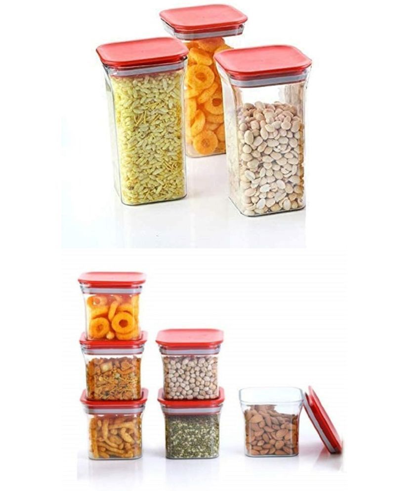     			Analog kitchenware - Polyproplene Red Food Container ( Set of 9 - 1100 )