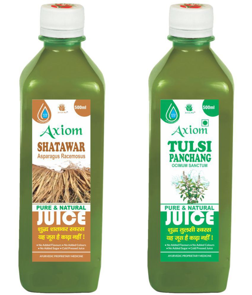     			Axiom Shatawar juice 500ml + Tulsi Panchang Juice 500ml, Ayurvedic Juice Combo Pack
