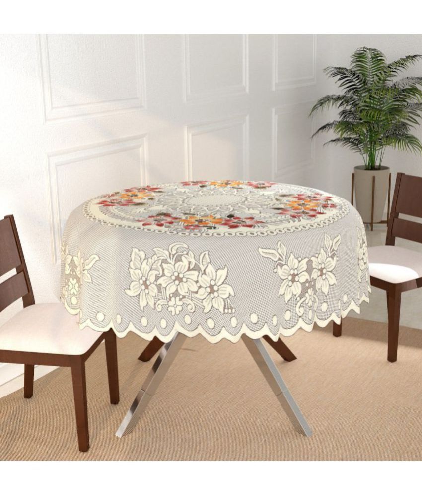     			Bigger Fish - Off White Cotton Table Cover ( Pack of 1 )