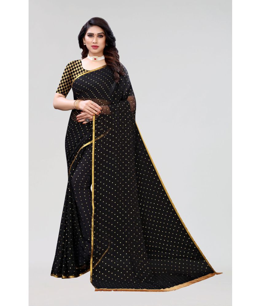     			FABMORA - Black Chiffon Saree With Blouse Piece ( Pack of 1 )