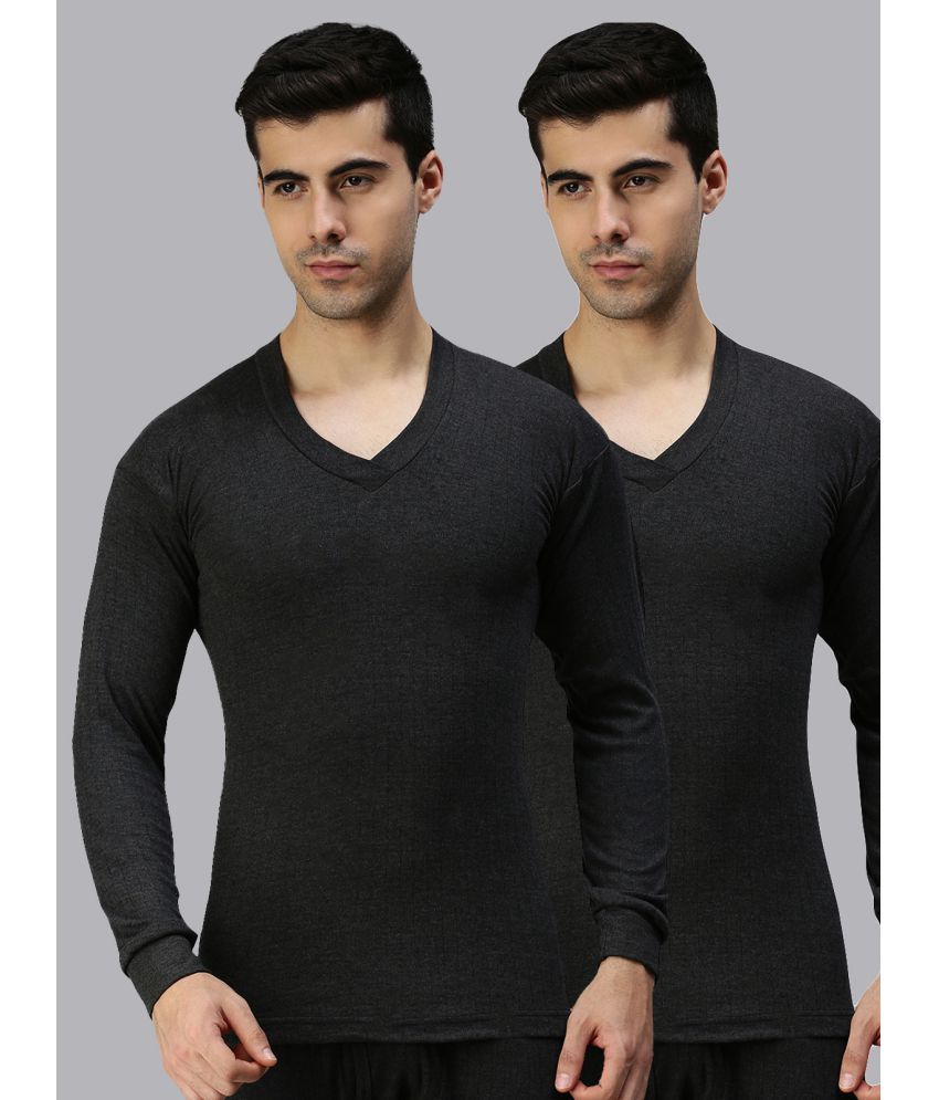     			Pack of 2 LUX PARKER - Black Cotton Blend Men's Thermal Tops