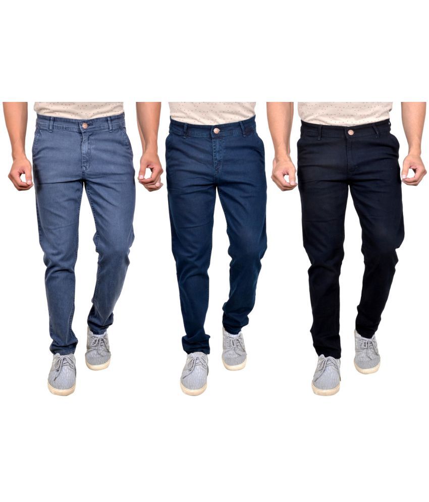 MOUDLIN - Black Denim Slim Fit Men's Jeans ( Pack of 3 )
