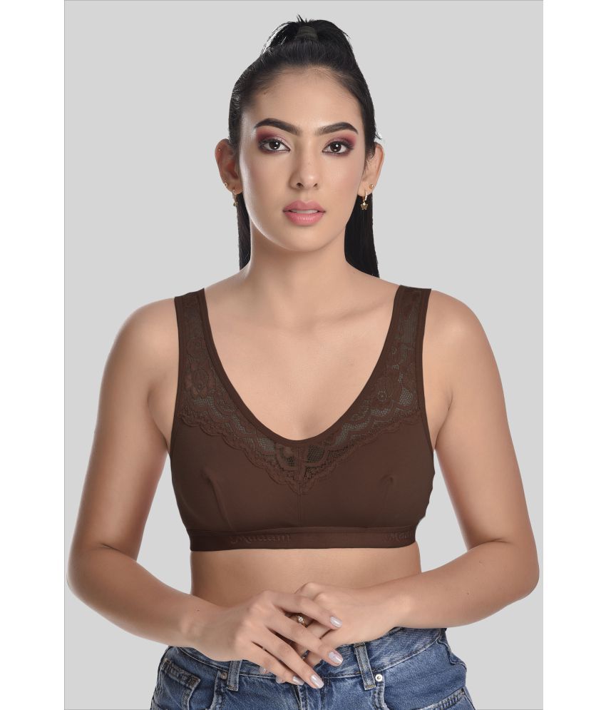     			Madam - Brown Cotton Blend Non Padded Women's Everyday Bra ( Pack of 1 )