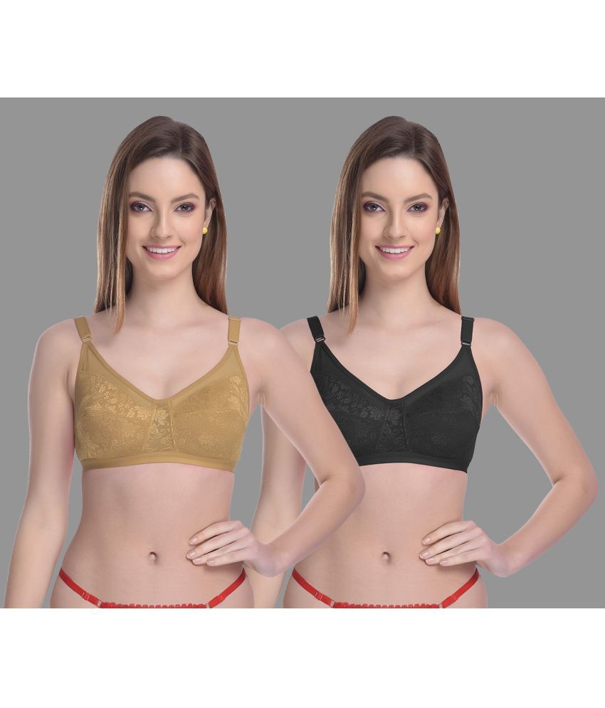     			Madam Pack of 2 Net Non Padded Women's T-Shirt Bra ( Multicolor )