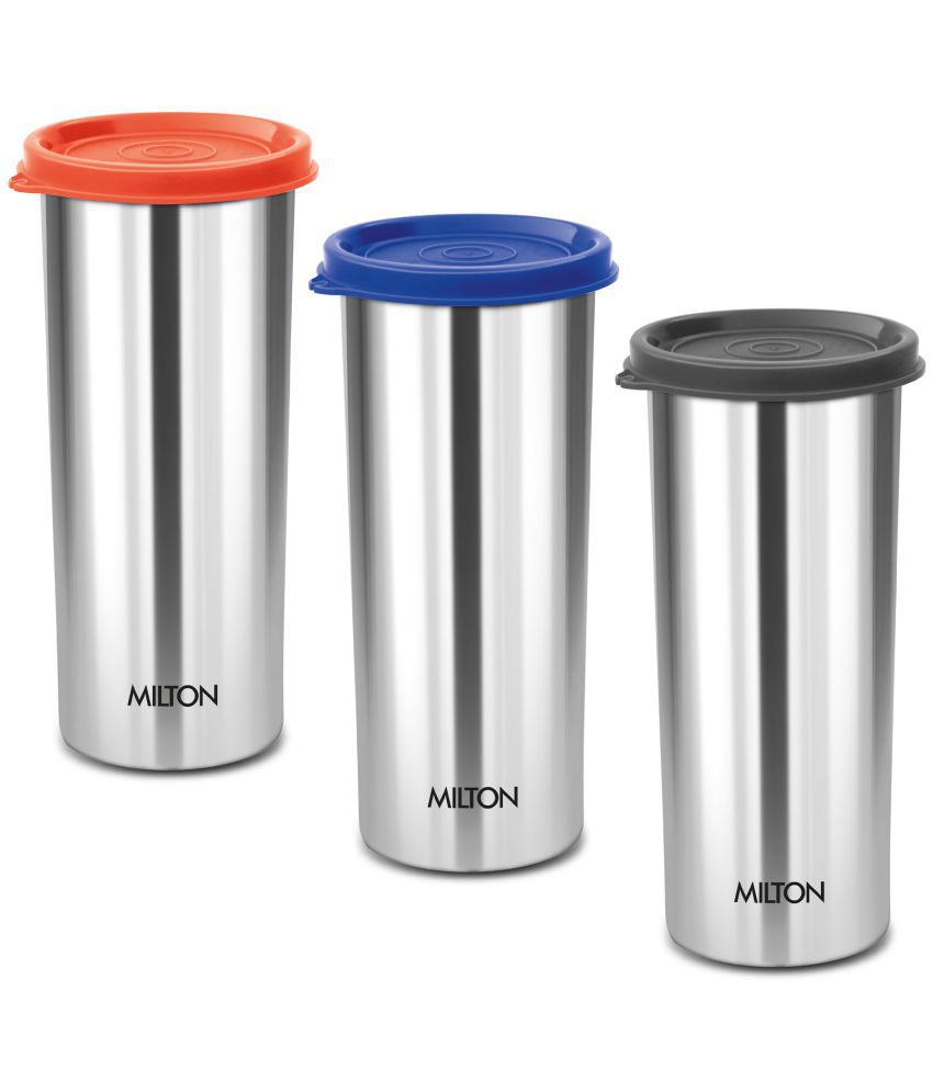     			Milton Stainless Steel Tumbler with Lid Set of 3, 530 ml Each, Assorted (Lid Color May Vary) | Office | Gym | Yoga | Home | Kitchen | Hiking | Treking | Travel Tumbler