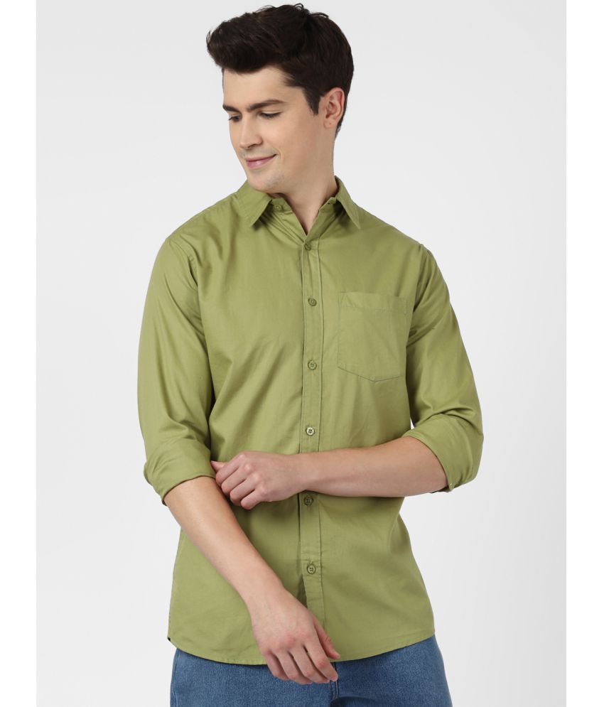     			UrbanMark Men 100% Cotton Full Sleeves Regular Fit Solid Casual Shirt-Olive