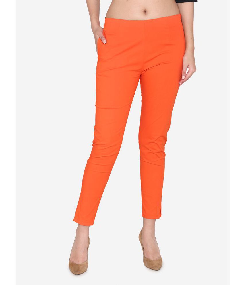    			Vami - Orange Cotton Slim Women's Cigarette Pants ( Pack of 1 )