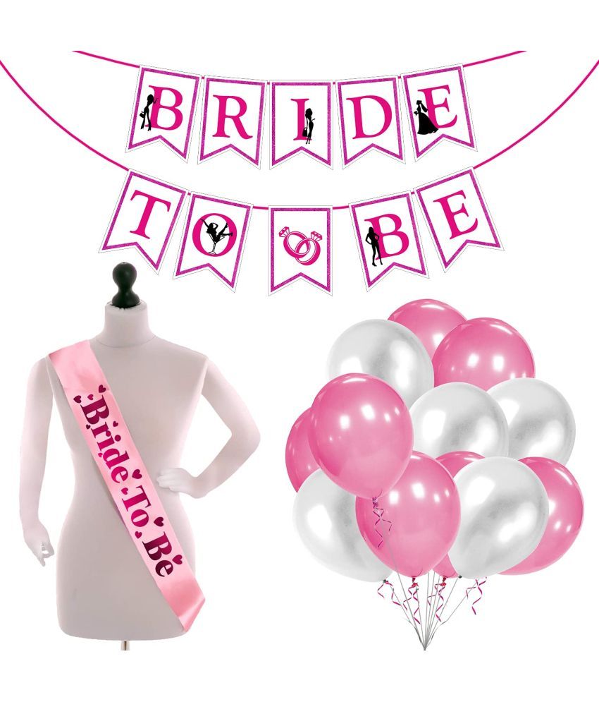     			Zyozi  Bridal Shower & Bachelorette Party Set -Bride to Be Banner with Bride to Be Sash and Metallic Balloons (Pack of 27)